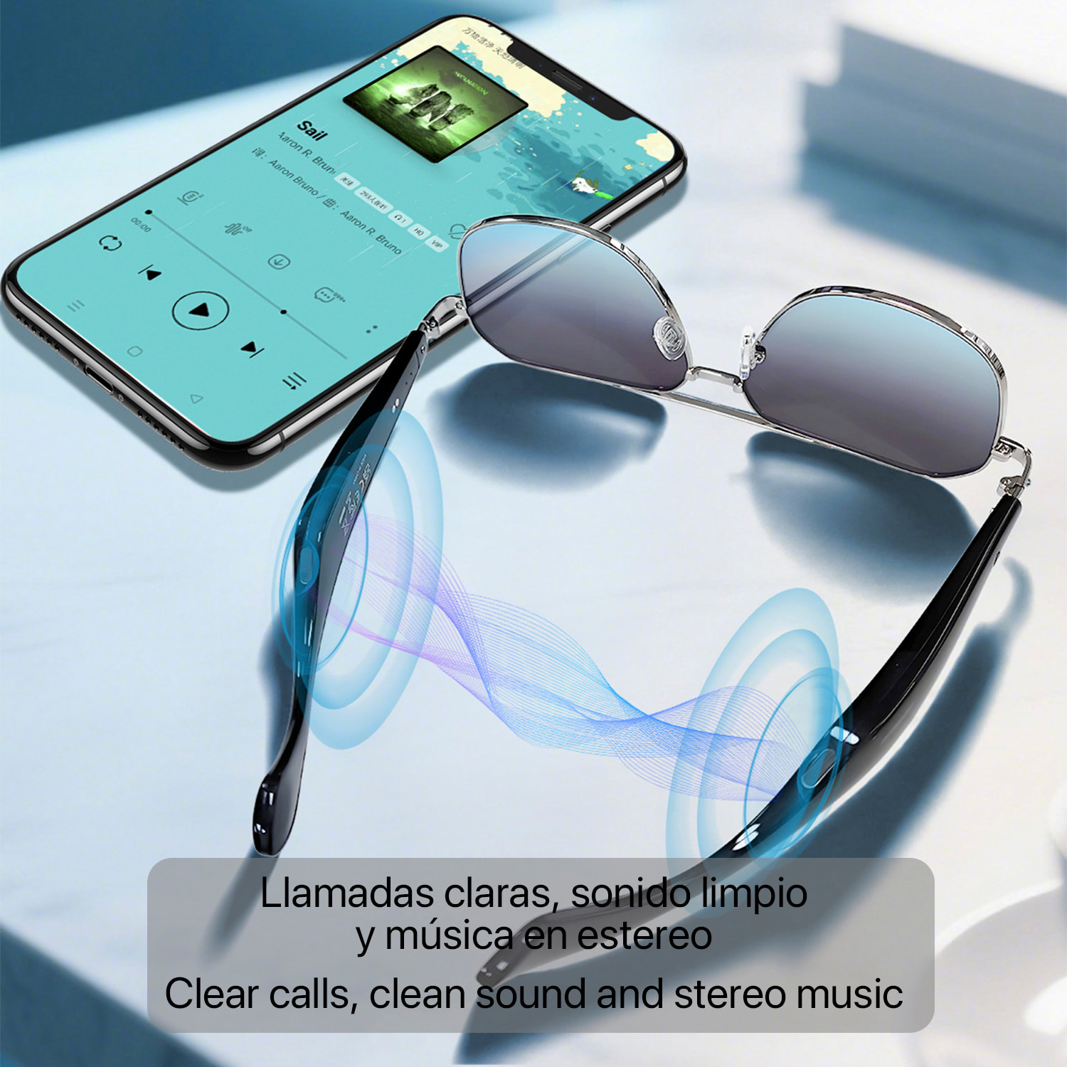 Gafas AI GY-100, traducción automática de +100 idiomas, agente AI, reproducción músical.