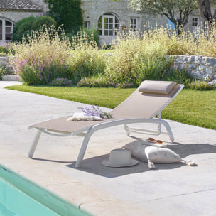 Transat "Bonao" lin & blanc en aluminum traité en epoxy
