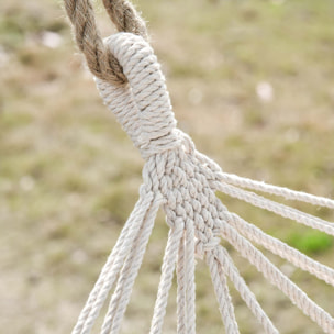 Hamaca de Jardín 200x100 cm Hamaca Colgante con Travesaños de Madera Carga 120 kg para Patio Terraza Balcón Camping Gris y Crema