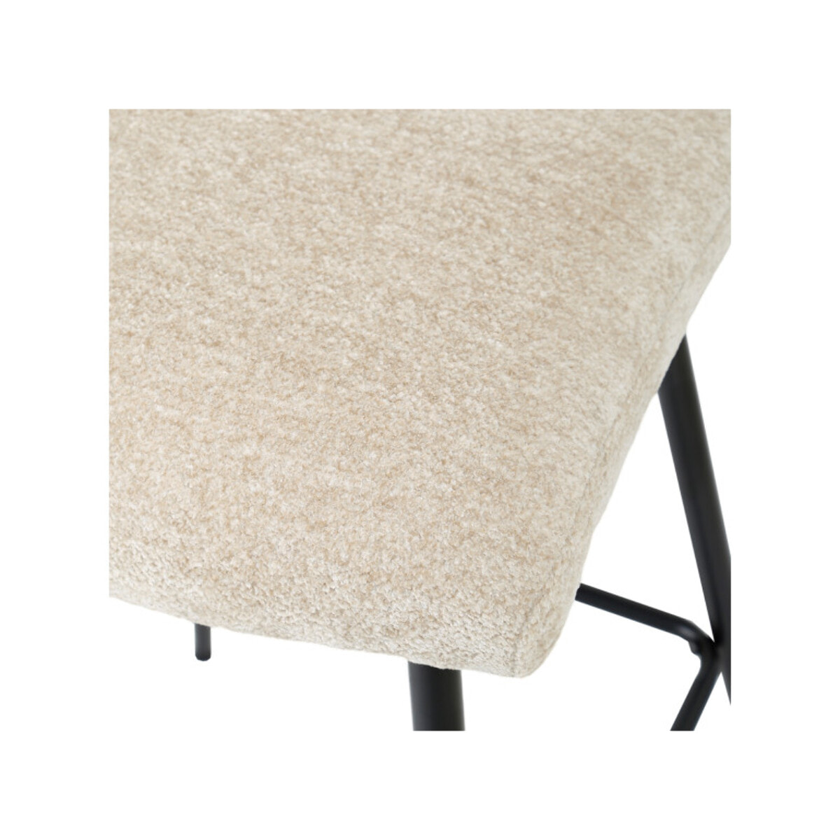Tabouret de bar rembourré en tissu avec pied métal noir - LILA