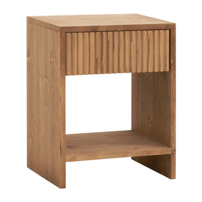Table de chevet en bois massif avec un tiroir en ton chêne moyen en différentes tailles