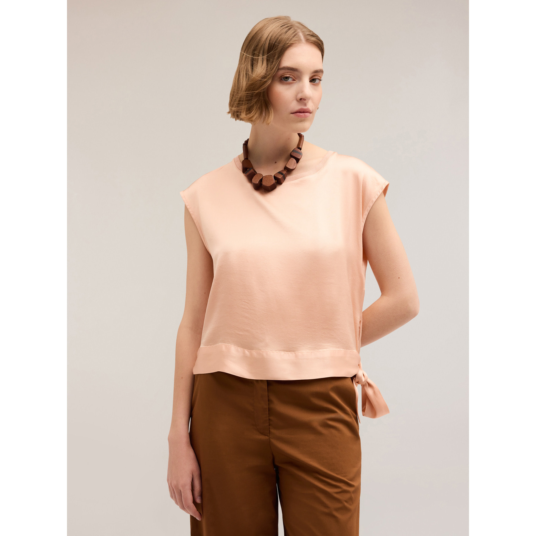 Motivi - Blusa in raso con nodo - Rosa