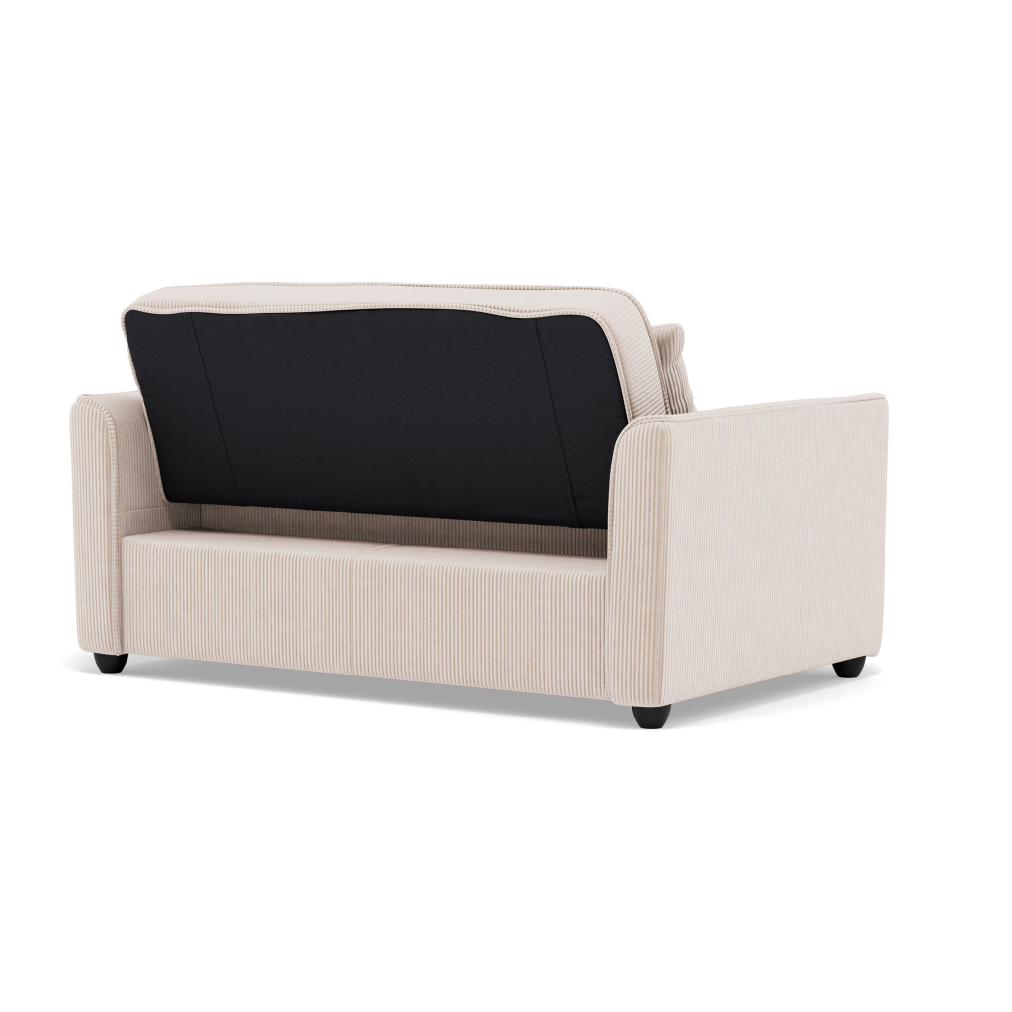 Ernest - Canapé droit 2 places convertible en velours côtelé - Beige