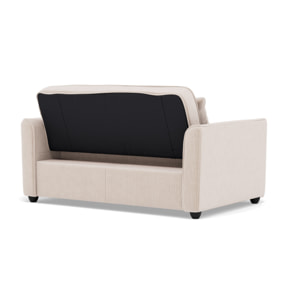 Ernest - Canapé droit 2 places convertible en velours côtelé - Beige