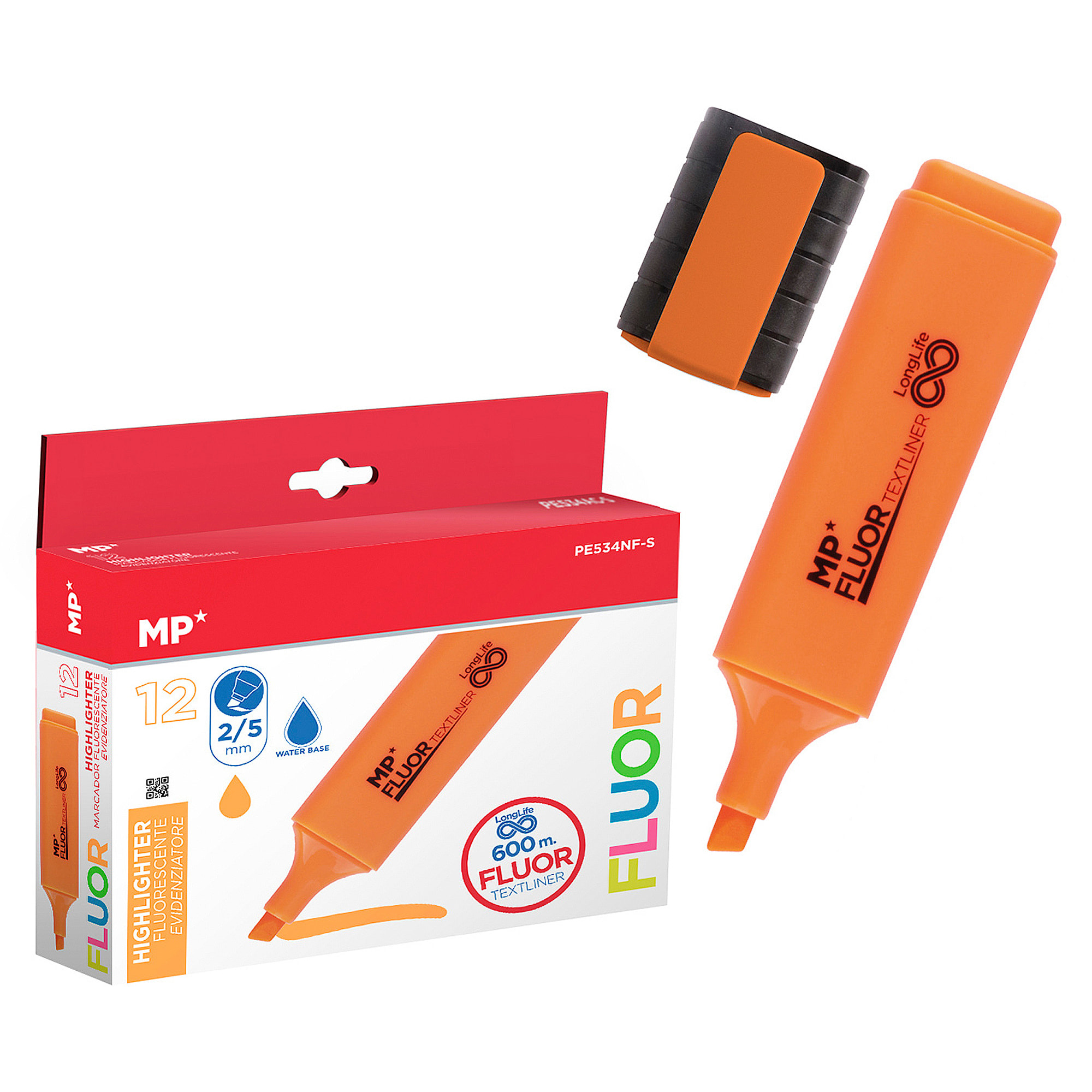 PACK 12 MARKER LONG LIFE FLOUORESCENTI ARANCIONE