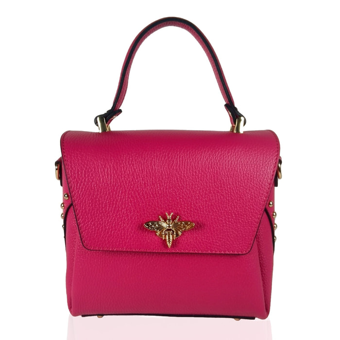 Borse Donna colore Fuxia-in pelle Made in Italy 22x22x12cm