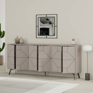 Credenza Dlabrocc, Buffet da soggiorno, Madia da salotto, Dispensa da cucina, 184x35h77 cm, Cemento