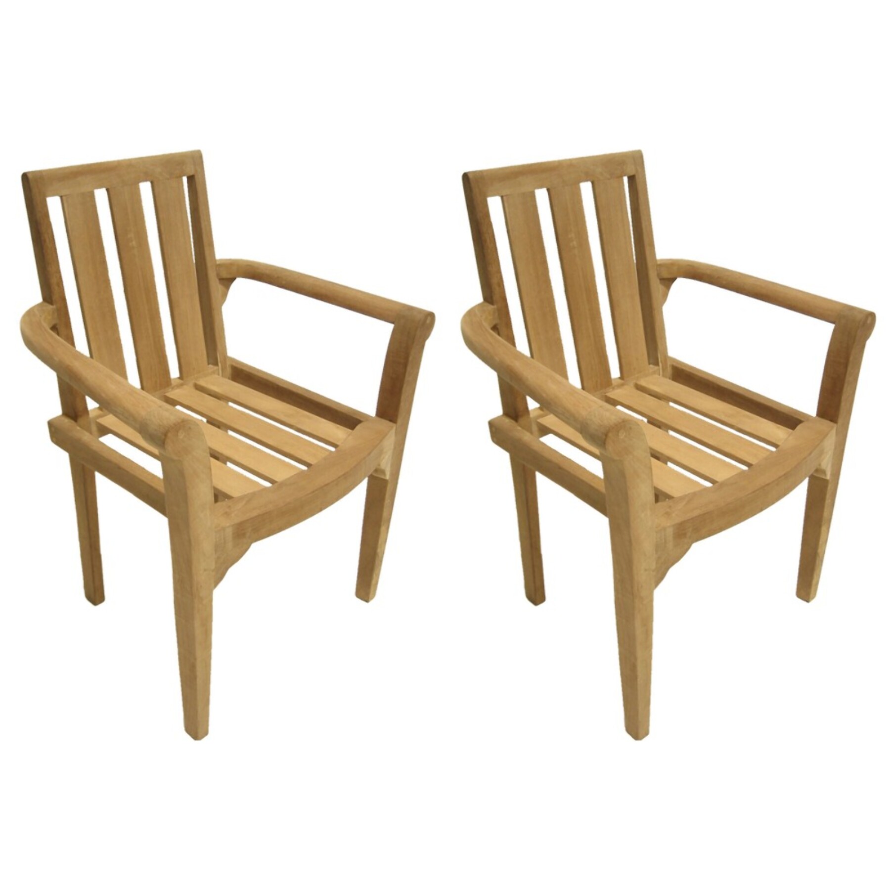 FUN - Ensemble de 2 fauteuils de jardin empilables en bois Teck
