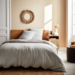 Parure de lit gaze de coton 2 places gris clair ALIX