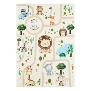 Tapis intérieur enfant blanc imprimé animaux MARTI