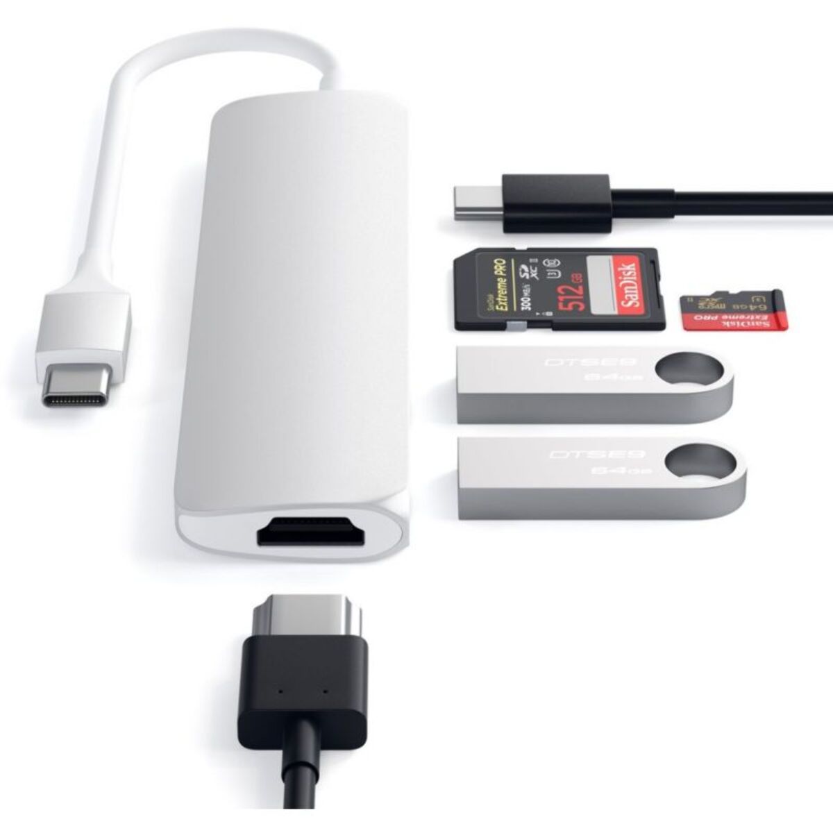 Hub USB C SATECHI USB-C Slim Multimedia silver