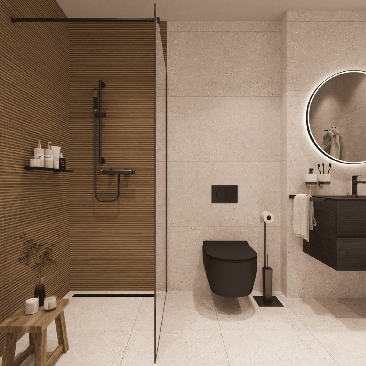 Mitigeur de douche Swiss Aqua Technologies Dark sans kit de douche 150 mm noir SATBSDA268C