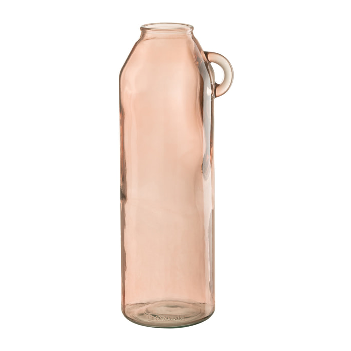 J-Line vase Poignée Cylindre - verre - rose clair - large - 45 cm de hauteur