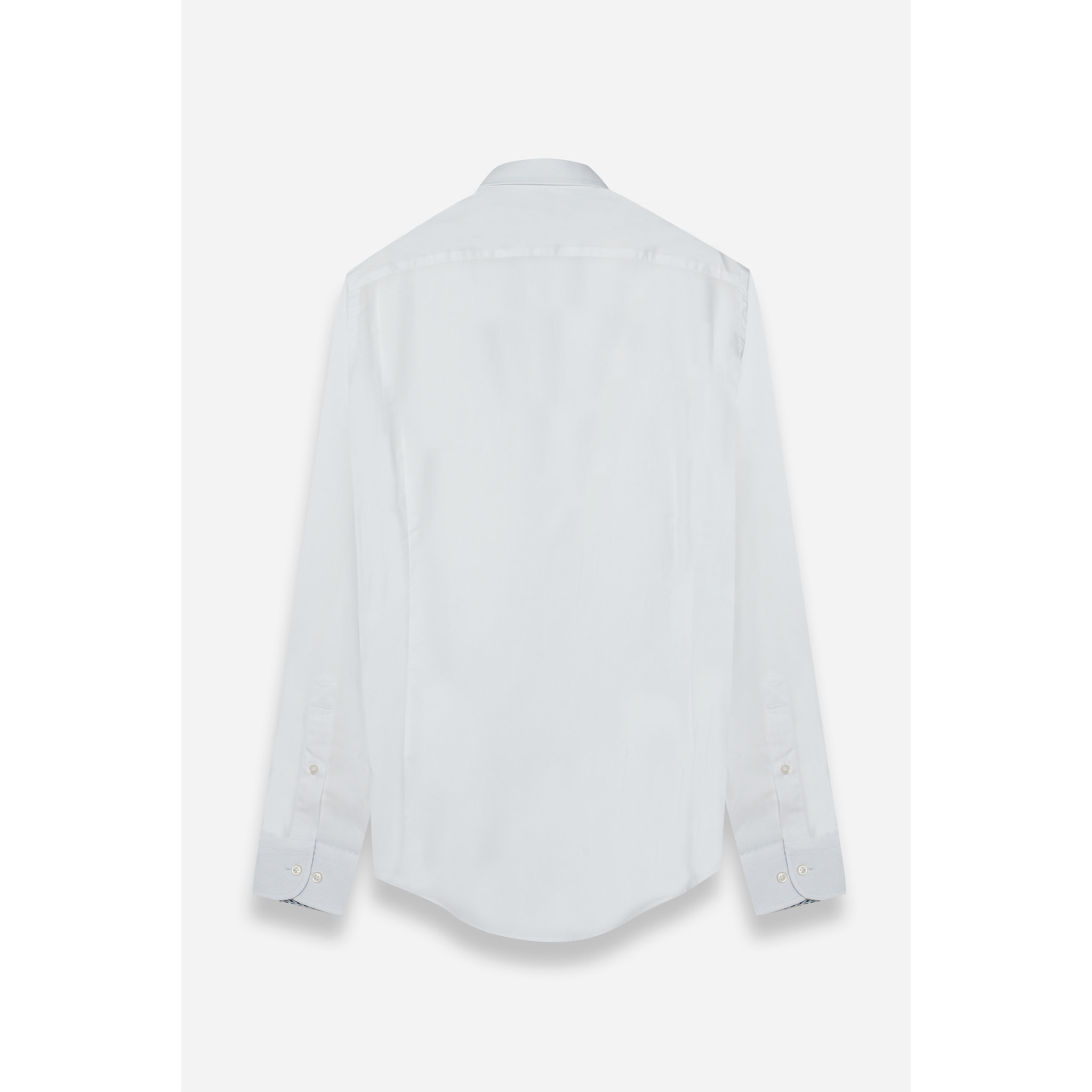 Camicia Uomo 1 Bottone Italiano Slim Popeline Stretch Unito Bianco