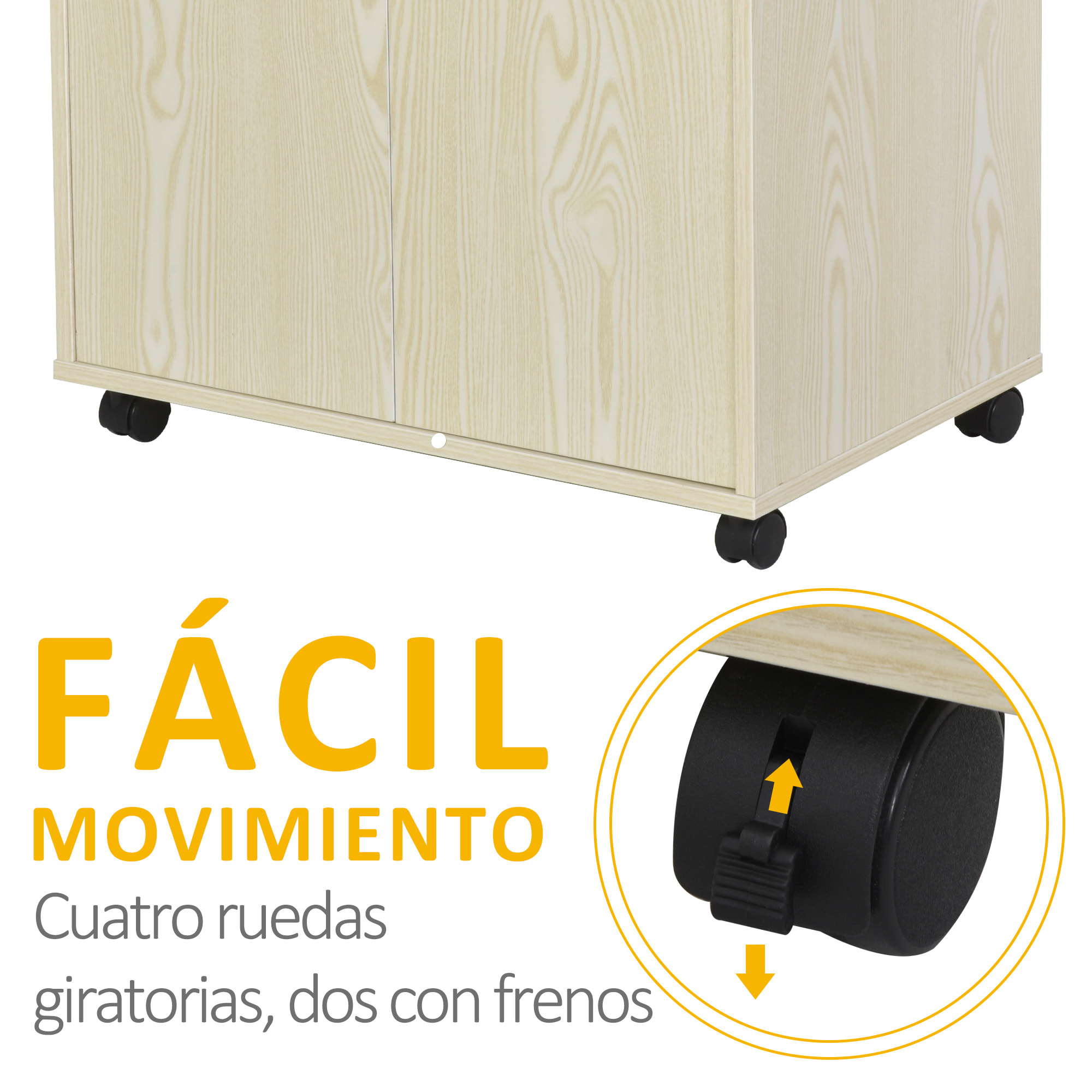 Aparador Auxiliar para Microondas de Madera 60,4x40,3x97 cm