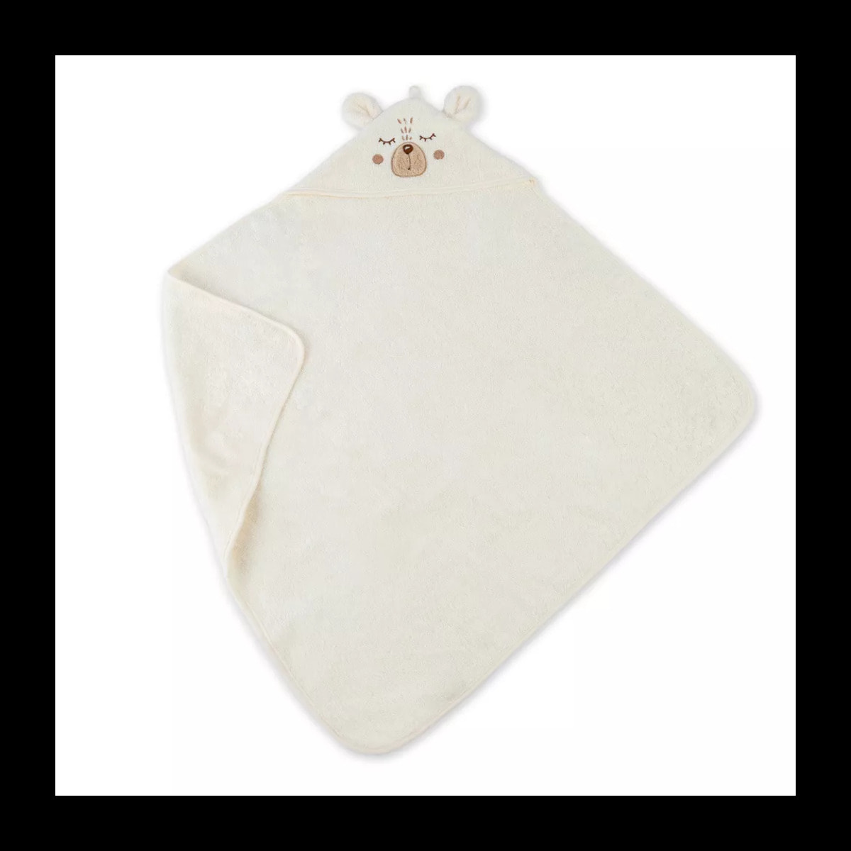Cape de bain enfant pur coton 500 g/m² brodé beige Petit ours angora