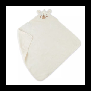 Cape de bain enfant pur coton 500 g/m² brodé beige Petit ours angora