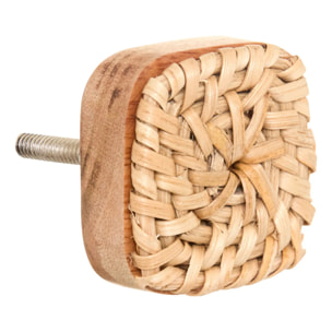 Lot de 2 boutons de meuble Sylla en manguier et rotin beige