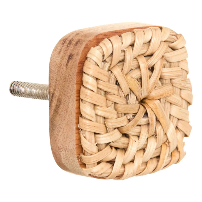 Lot de 2 boutons de meuble Sylla en manguier et rotin beige