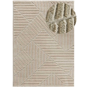 NUMA Alfombra shaggy geomÃ©trica con relieve en beige, varias medidas disponibles