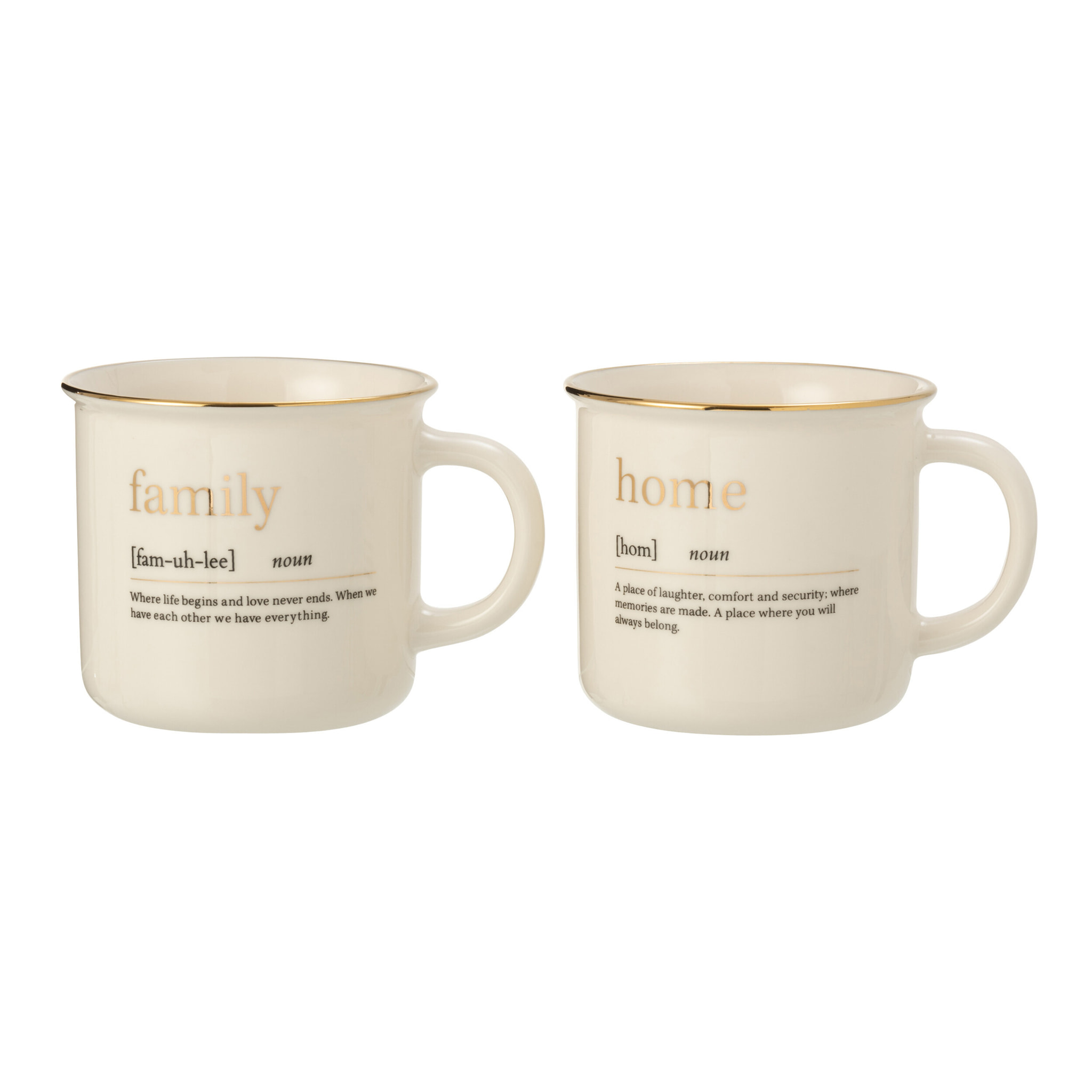 J-Line tasse Message Family Home - céramique - or - 2 pcs