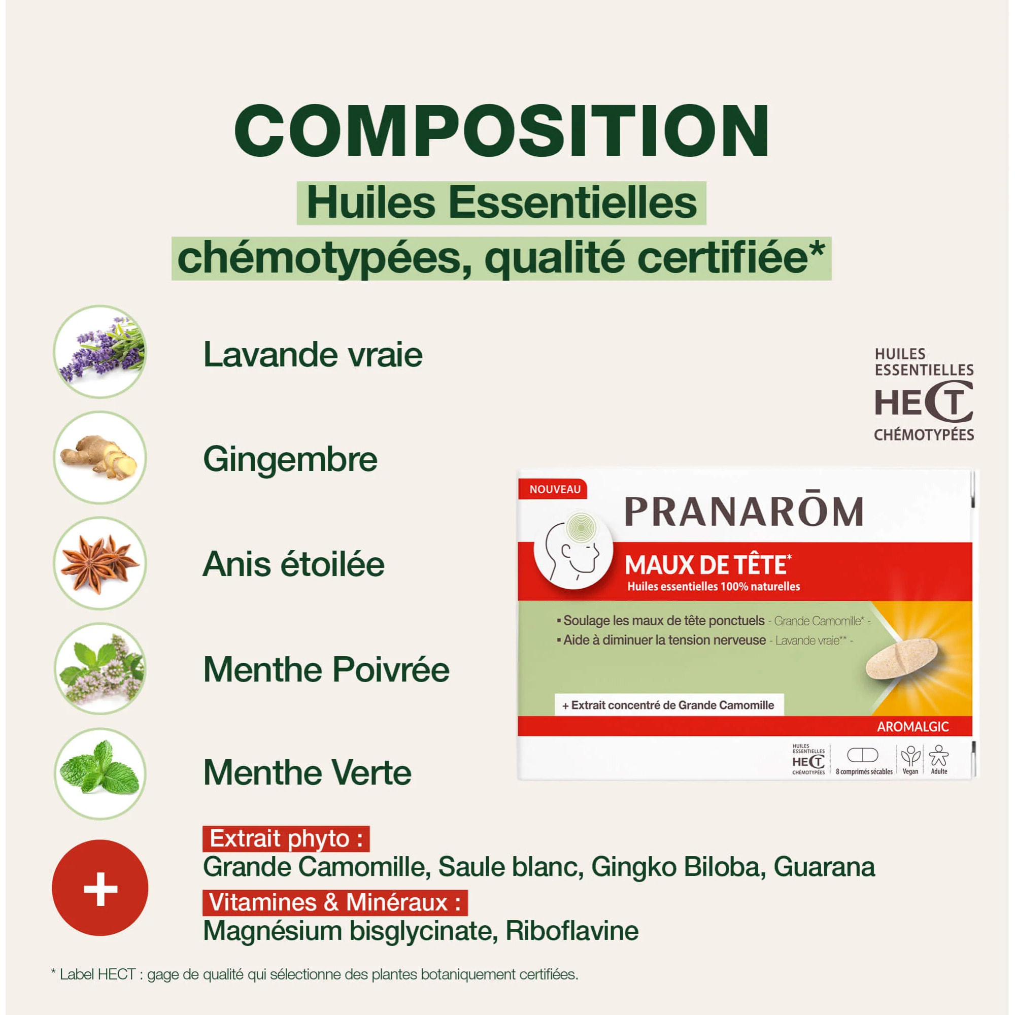 Pranarom - Comprimés maux de tête - 8 COMPRIMES