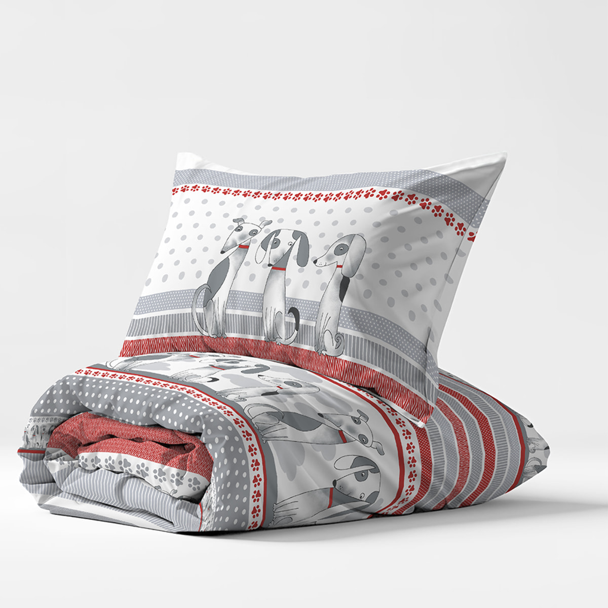 Parure copripiumino baubau rosso