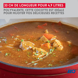 Cocotte ovale en fonte émaillée 33 cm de long rouge cerise 4,9 L Elo