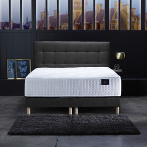 Ensemble Callisto + tête de lit capitonnée - Matelas Mousse Haute Résilience Mémoire de forme