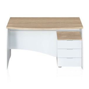 Mesa de escritorio Elan 3 cajones Blanco Artik (Blanco Mate) - Roble Canadian