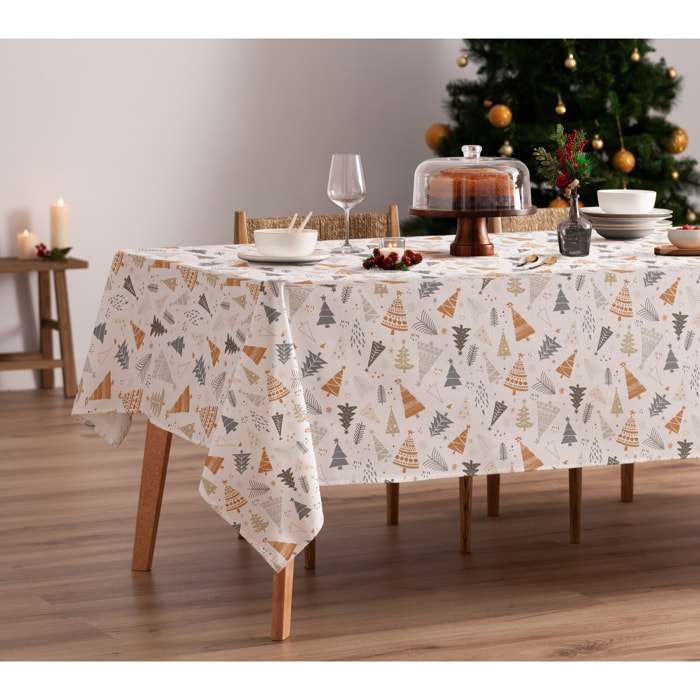 Nappe nöel anti-taches 100% coton FURRY BLANC