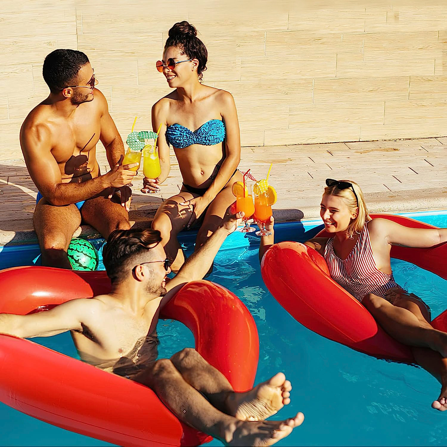 DAM Flotador de 120cm con forma de corazón. 120x120x1 Cm. Color: Rojo