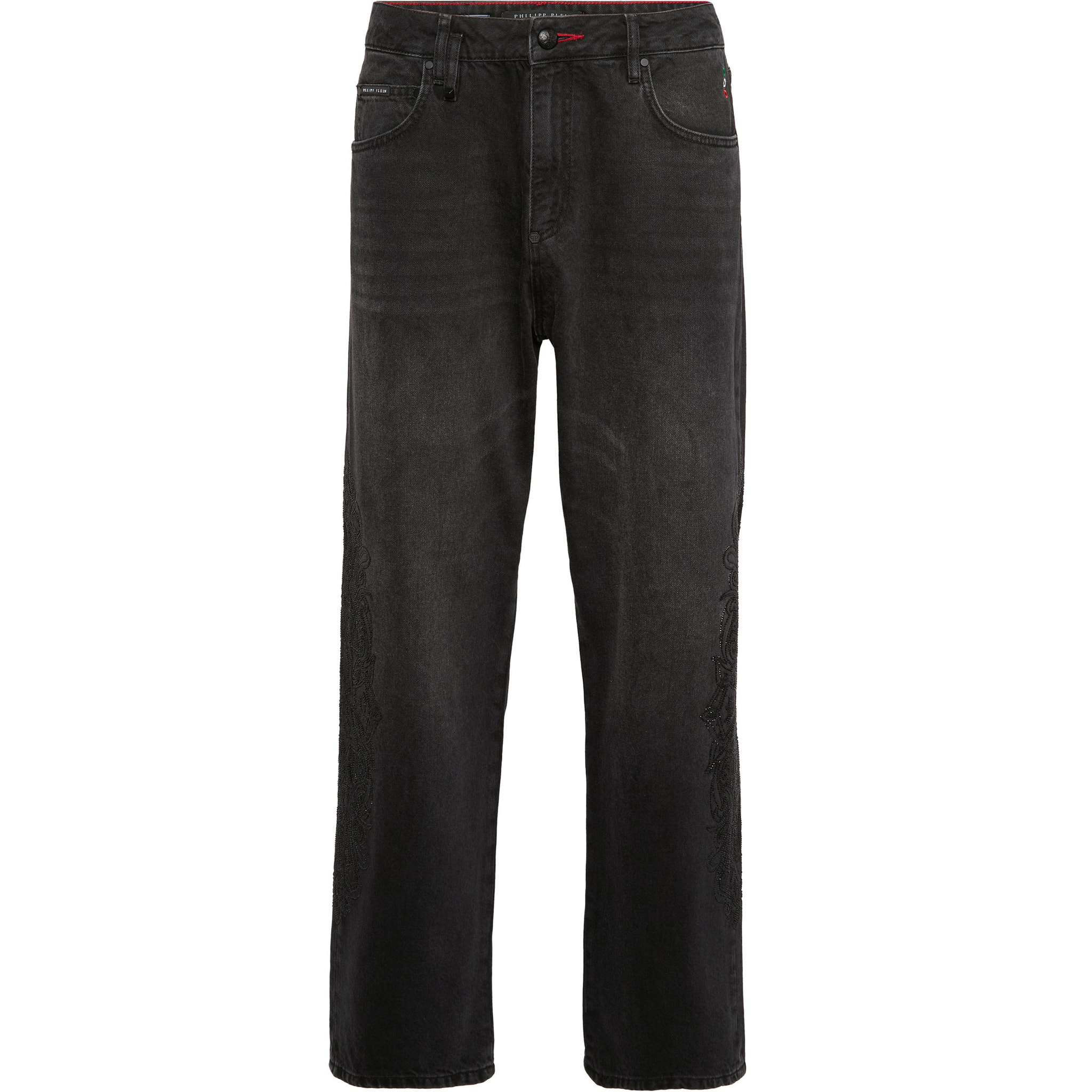 PHILIPP PLEIN Embroidered Beach Boy Fit Jeans Cross Gothic Plein