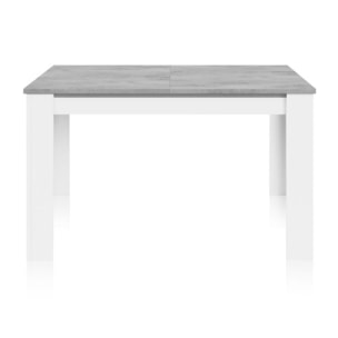 Mesa de comedor extensible Danna 140 Blanco Artik (Blanco Mate) - Gris Cemento