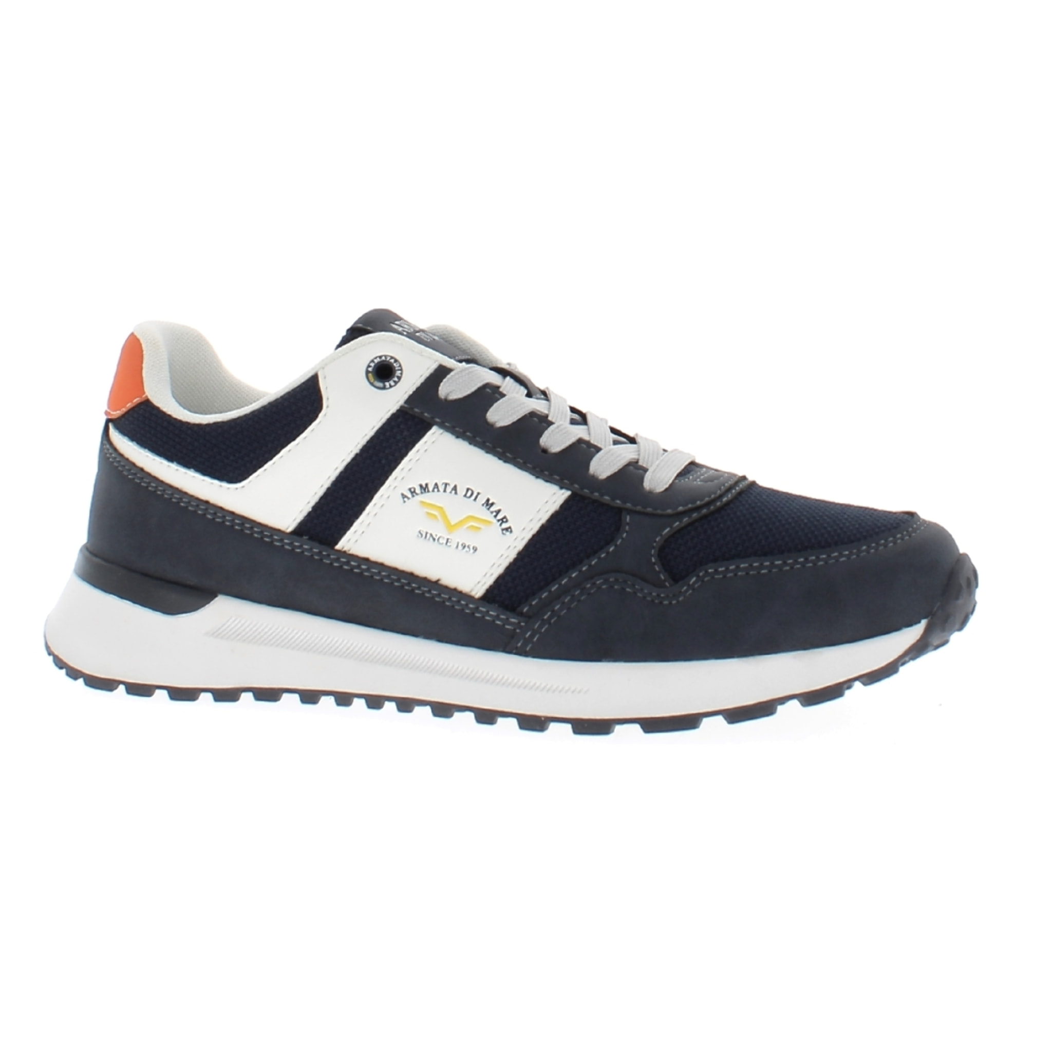Armata di Mare Scarpe Uomo Sneakers Casual Stringate con Soletta Rimovibile in Memory Foam AMU S24L511 Navy Orange