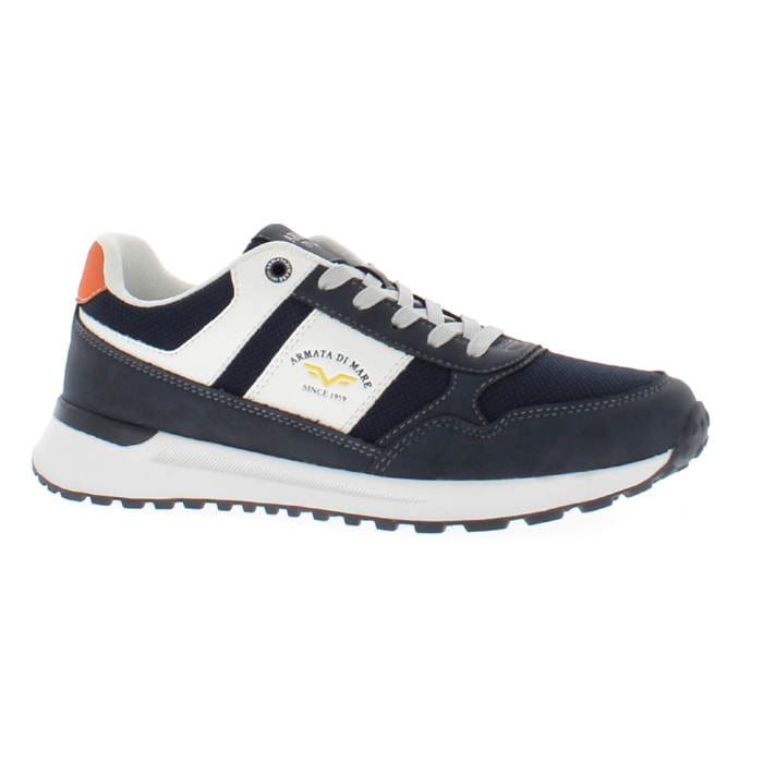 Armata di Mare Scarpe Uomo Sneakers Casual Stringate con Soletta Rimovibile in Memory Foam AMU S24L511 Navy Orange