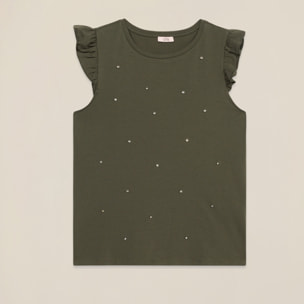 Oltre - Top in jersey con castoni - Verde militare