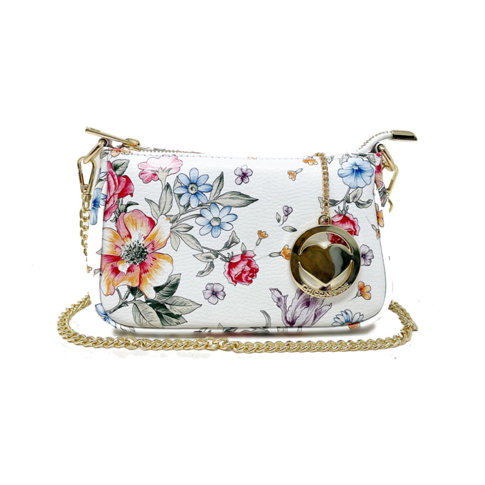 Chicca Borse - Tracollina Clutch Donna in Vera Pelle - Colore Fiori