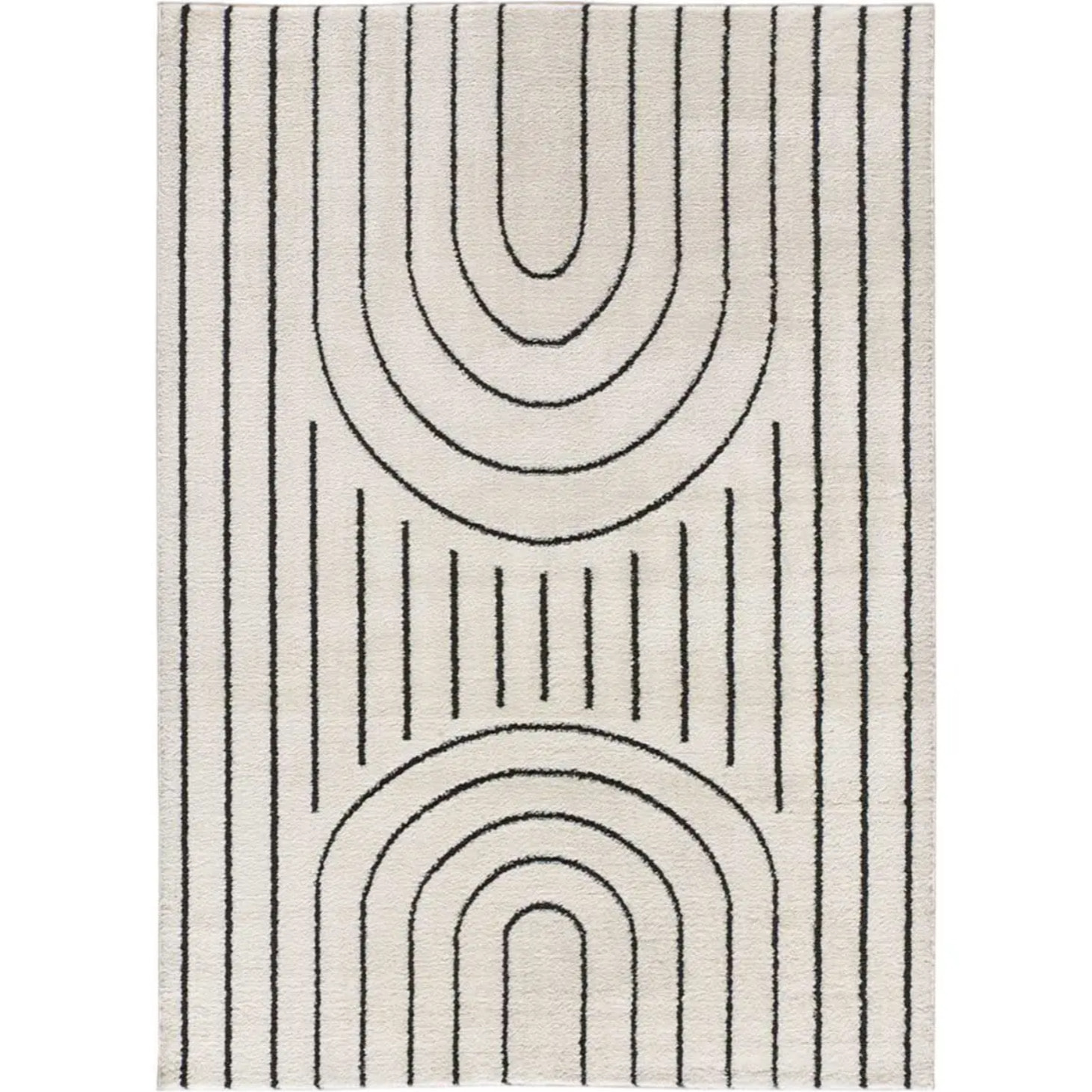 BLANCHE Alfombra geometrica con relieve en blanco y negro, varias medidas disponibles.