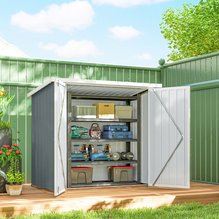 Abri de jardin 1,09 m² - 2 portes verrouillables - tôle d'acier gris clair