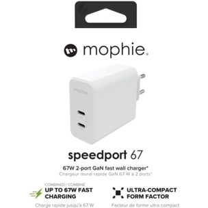 Chargeur USB C MOPHIE 67W duo Power Delivery x2 USB-C