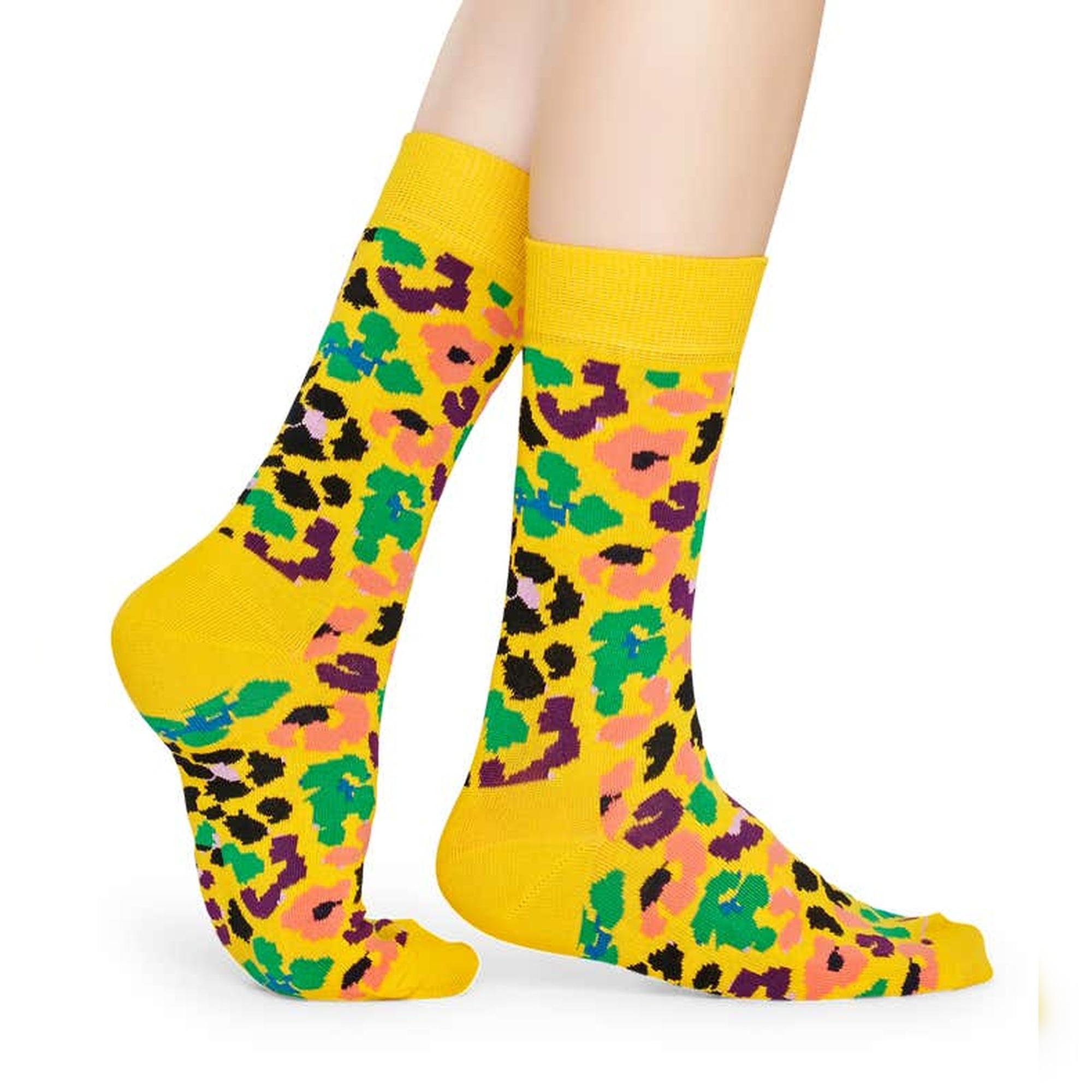 Calcetines multi leopard _x000D_
diseño leopardo amarillo