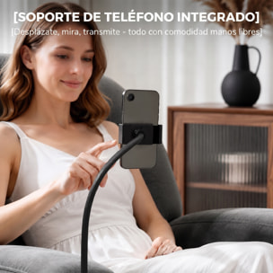 HOMCOM Sillón Relax Reclinable 3 en 1, Sillón Relax con Función Mecedora, Giratorio 360°, Soporte para Teléfono, Asiento Amplio, Respaldo Ancho, Tapizado en Terciopelo, Gris