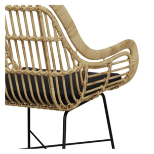 Chaise en rotin naturel et pieds en métal noir - Chiloe