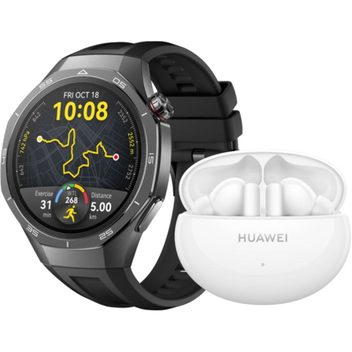 Montre connectée HUAWEI Pack Watch GT5 Pro 46mm Noir +Buds Blancs
