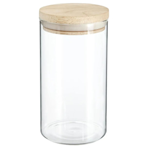 Bocal verre couvercle bois 1L Hermet