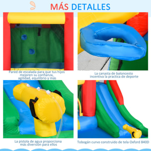 Castillo Hinchable con Tobogán Cama de Salto y Piscina para Niños +3 Años con Inflador y Bolsa de Transporte para Interior Exterior 330x245x215 cm Multicolor