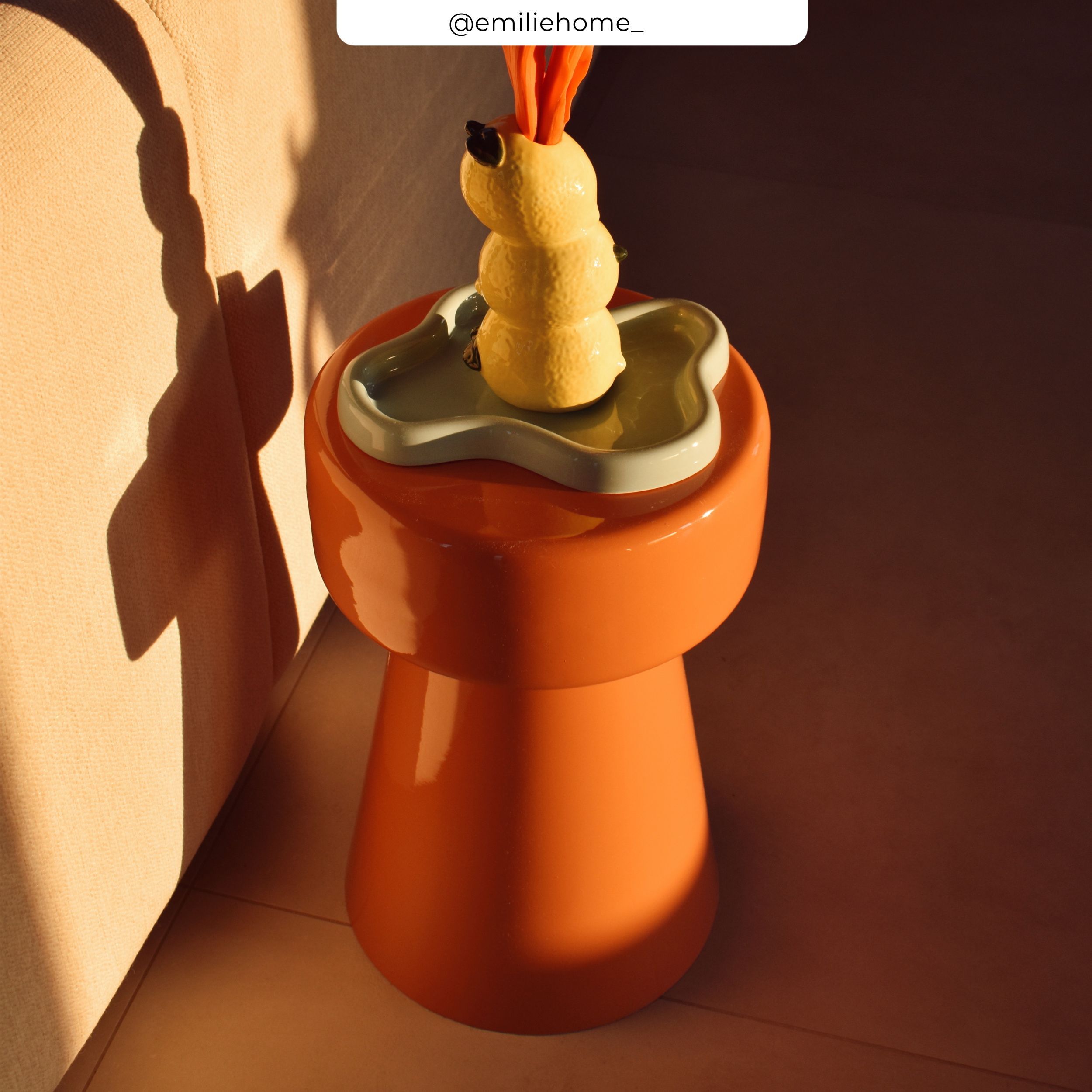 Table d'appoint ronde en métal orange D30 cm - Athéna