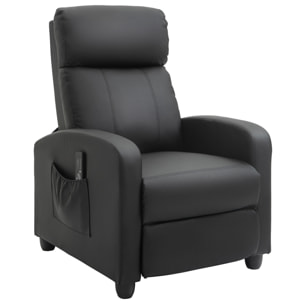 Fauteuil de relaxation et massage inclinaison dossier repose-pied réglable revêtement synthétique noir