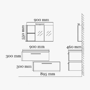 Meuble simple vasque 90 cm chêne californien naturel Aquazur